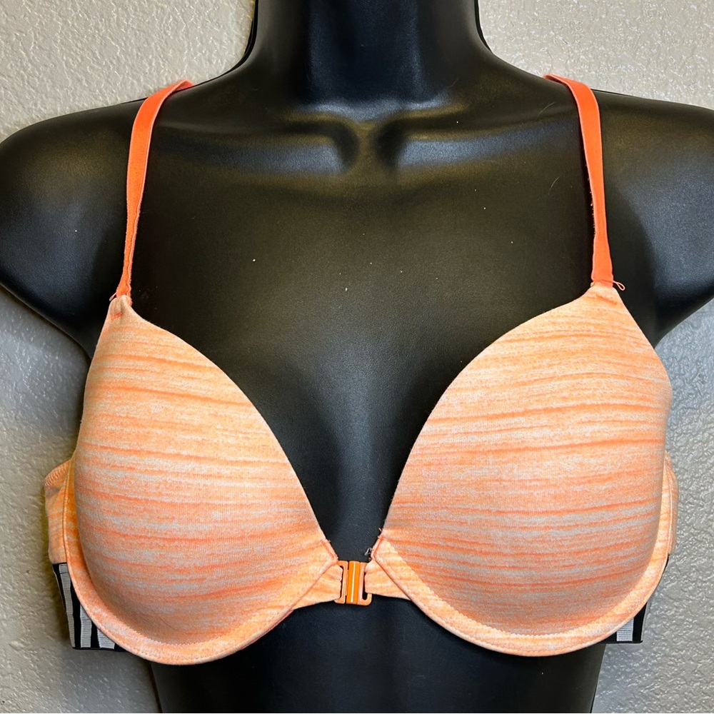 PINK Victoria's Secret Front Closure Racerback Padded Bra 36B Athleisure Orange